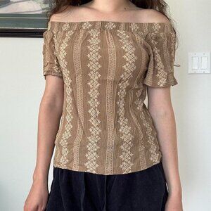 simply noelle brown boho top